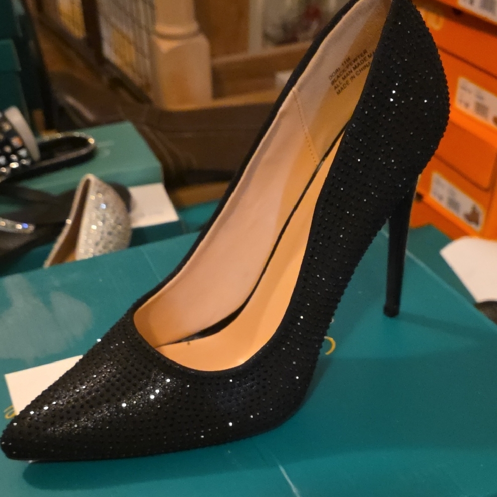 Lauren Lorraine Sparkling Black Heels